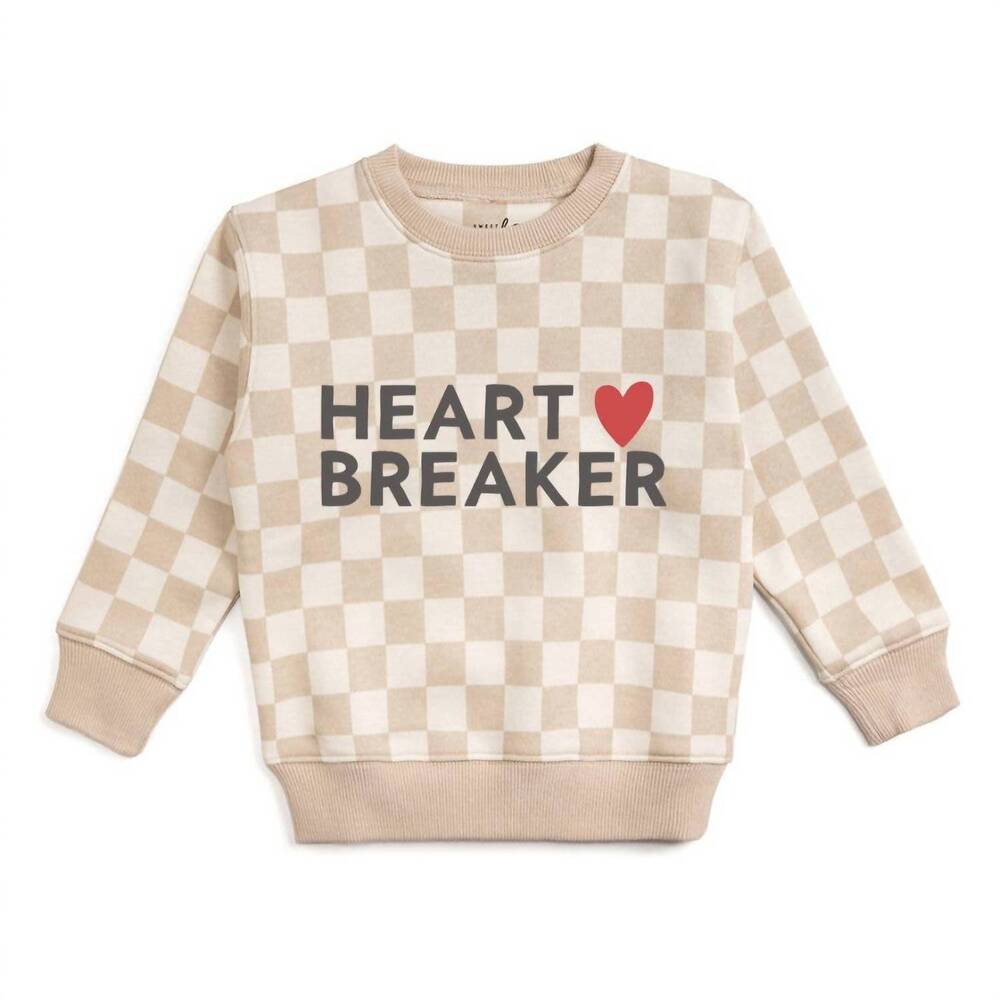 NEW SWEET WINK kid's heartbreaker checkered sweatshirt in natural